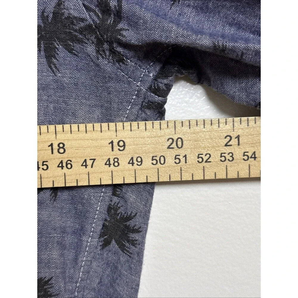 J.Crew Men's Slim Shirt Small Gray Chambray Palm Trees Long Sleeve Oxford Casual